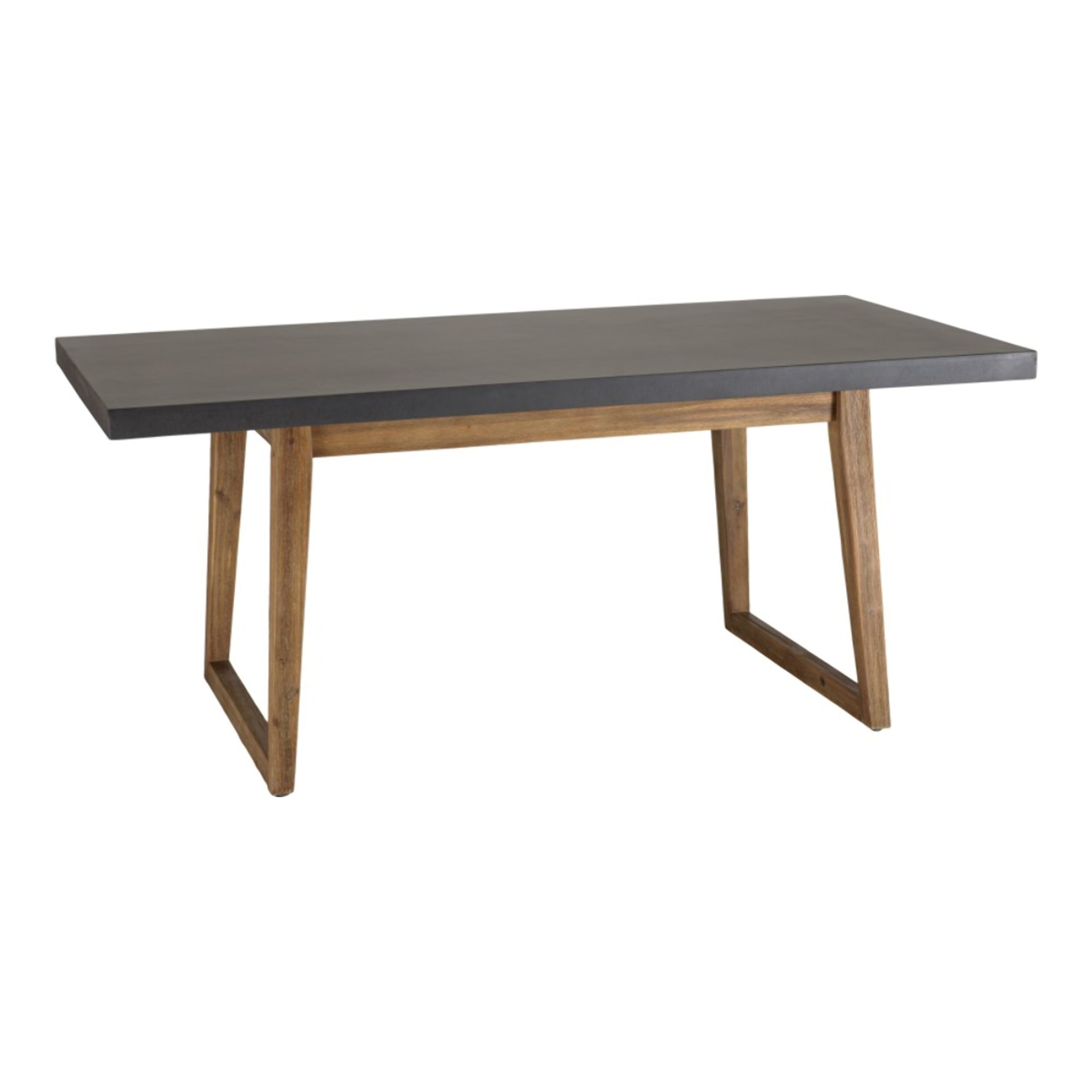 HECTOR - SALON DE JARDIN HOUSTON - RÉSINE EFFET BETON ET ACACIA 4/6 pers. - 1 table rectangulaire 180*90cm et 2 bancs