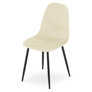 Set di 2 sedie Como in velluto beige con gambe nere