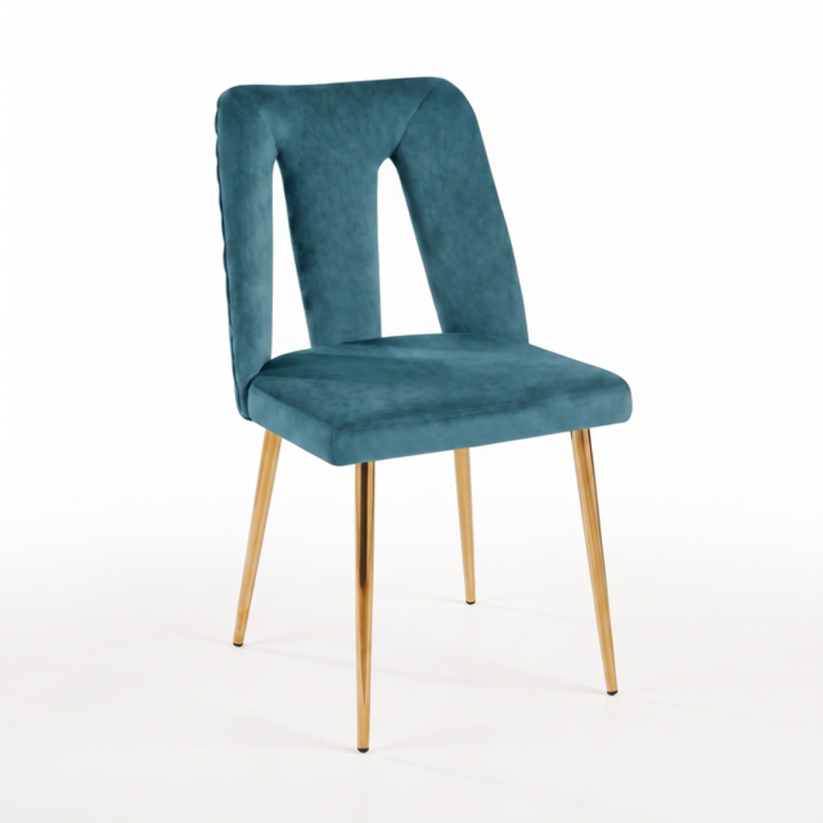 Sedia Imbottita in Effetto Velluto con Schienale Aperto e Gambe Oro, Design Moderno ed Elegante per Sala da Pranzo, Cucina, Soggiorno, Studio e Ufficio