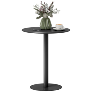 Mesa de Comedor Redonda para 2 Personas Mesa de Cocina de Acero para Interior y Exterior Ø60x72 cm Negro