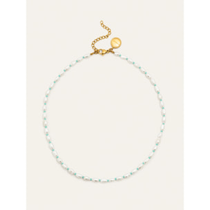 Collar Pompeya Turquesa Acero Baño Oro