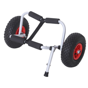 Chariot sit on top kayak chariot de transport pliable pour bateaux canoë ou kayak charge max. 70 Kg alu. mousse antidérapante
