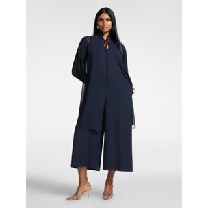 Elena Mirò - Camicia lunga in georgette - Blu