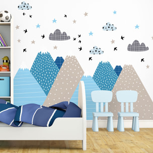 Stickers muraux enfants - Décoration chambre bébé - Autocollant Sticker mural géant enfant montagnes scandinaves LYNKA