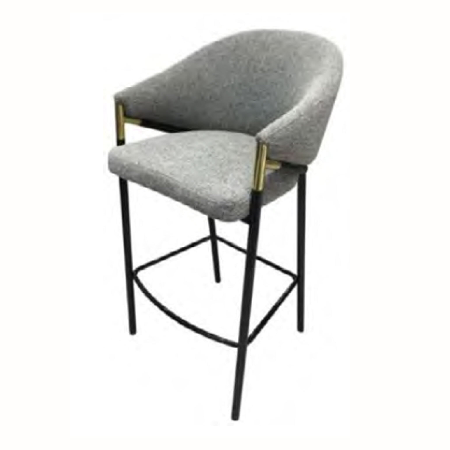 Set da 2 pz, Sgabello, Vienna, Boucle',Cenere, Gambe nere con dettagli oro