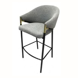 Set da 2 pz, Sgabello, Vienna, Boucle',Cenere, Gambe nere con dettagli oro