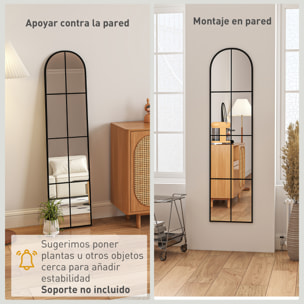 Espejo Decorativo de Pared 40x160 cm Espejo de Ventana de Metal para Salón Dormitorio Entrada Estilo Moderno Negro