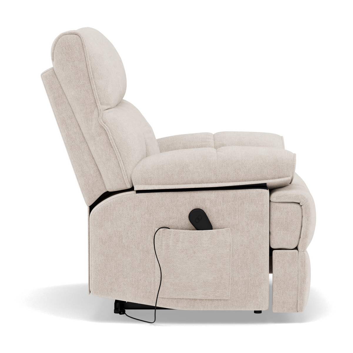 Chandler - Fauteuil relax électrique en velours texturé - Beige