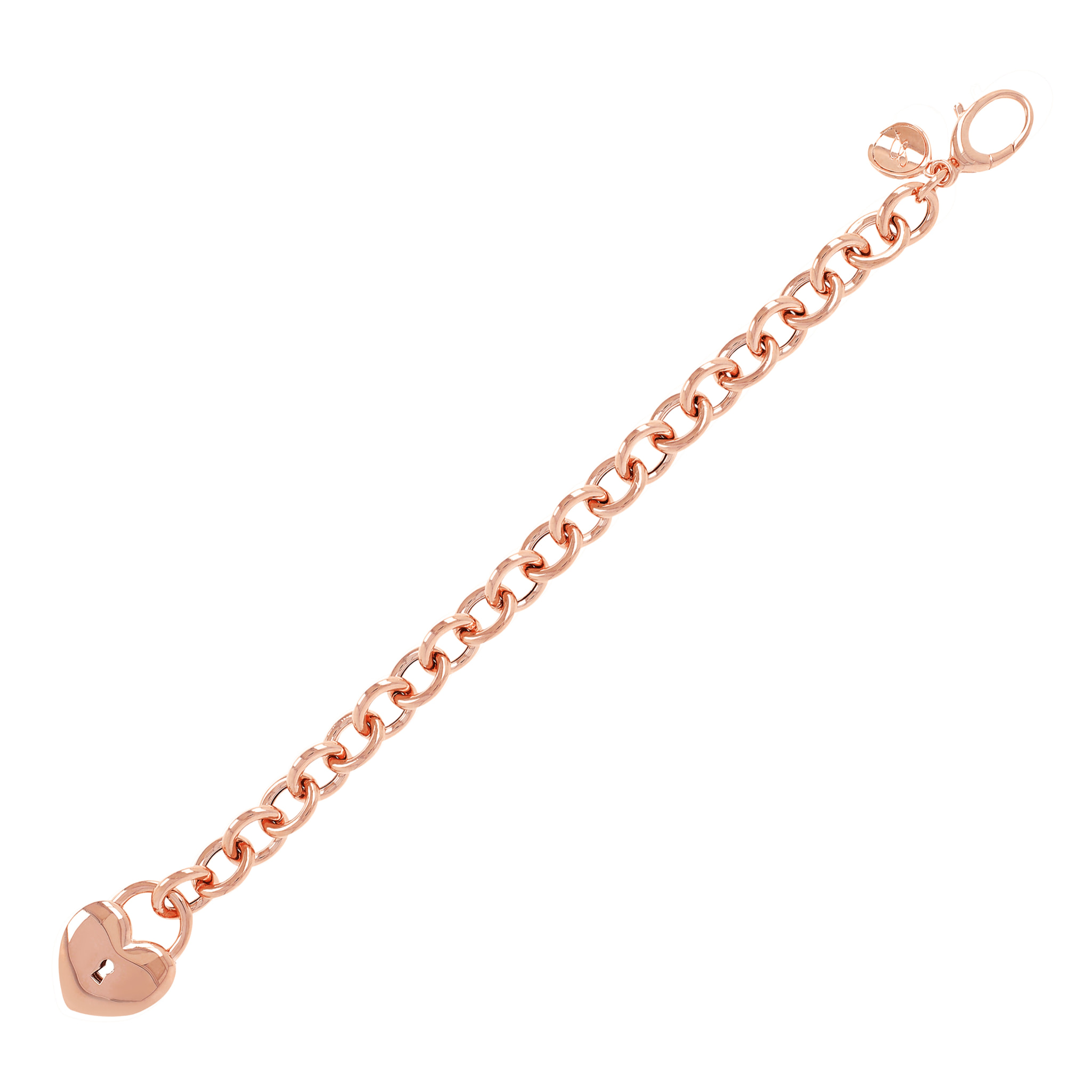 Bracciale Catena Rolo con Ciondolo Lucchetto a Cuore