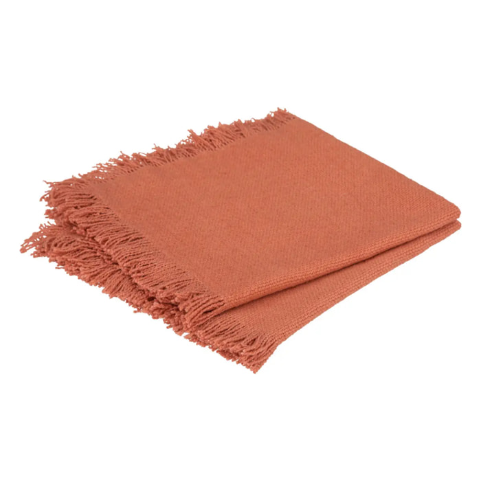 Lot de 2 serviettes de table "Maha" - coton - rose terracotta - 40x40 cm