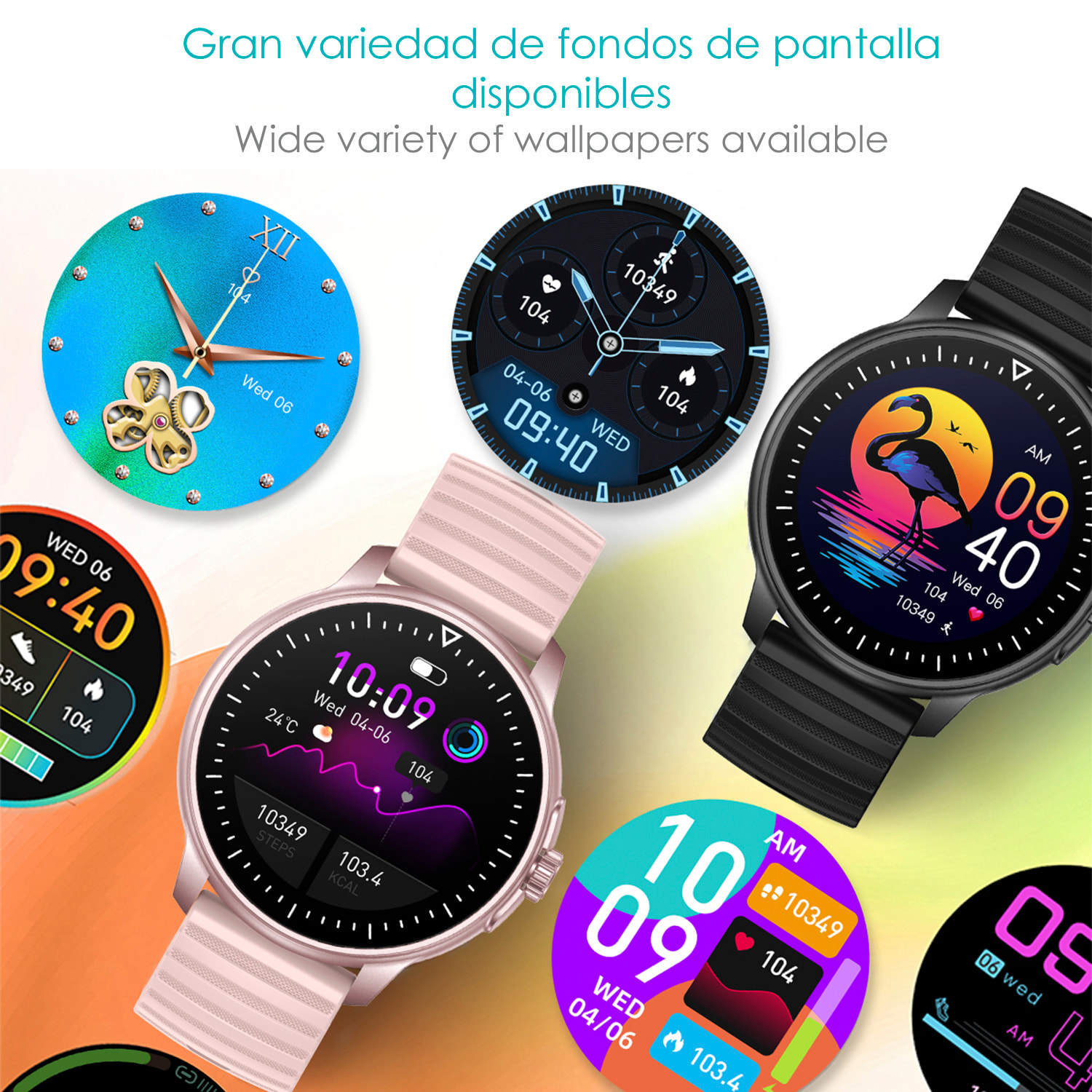 DAM Smartwatch ZW45 con notificaciones de Apps, llamadas Bluetooth. Monitor de tensión y oxígeno en sangre. Corona multifunción. 4,9x1,1x4,7 Cm. Color: Rosa