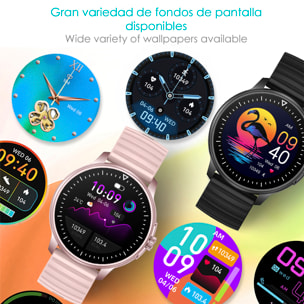 DAM Smartwatch ZW45 con notificaciones de Apps, llamadas Bluetooth. Monitor de tensión y oxígeno en sangre. Corona multifunción. 4,9x1,1x4,7 Cm. Color: Rosa