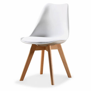Table à manger rectangulaire bois 120cm blanc - Hedvig - 4 chaises. 4 places. scandinave. pieds bois