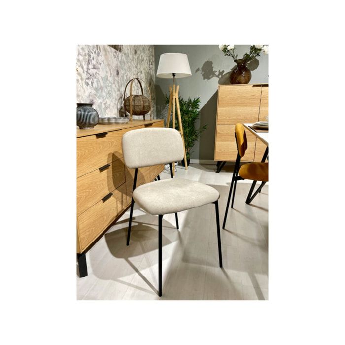 Chaise de repas en tissu doux avec 4 pieds en métal noir - MIRA