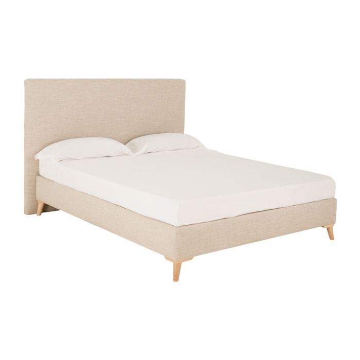 Lit rembourré en lin beige pour les matelas en différentes tailles