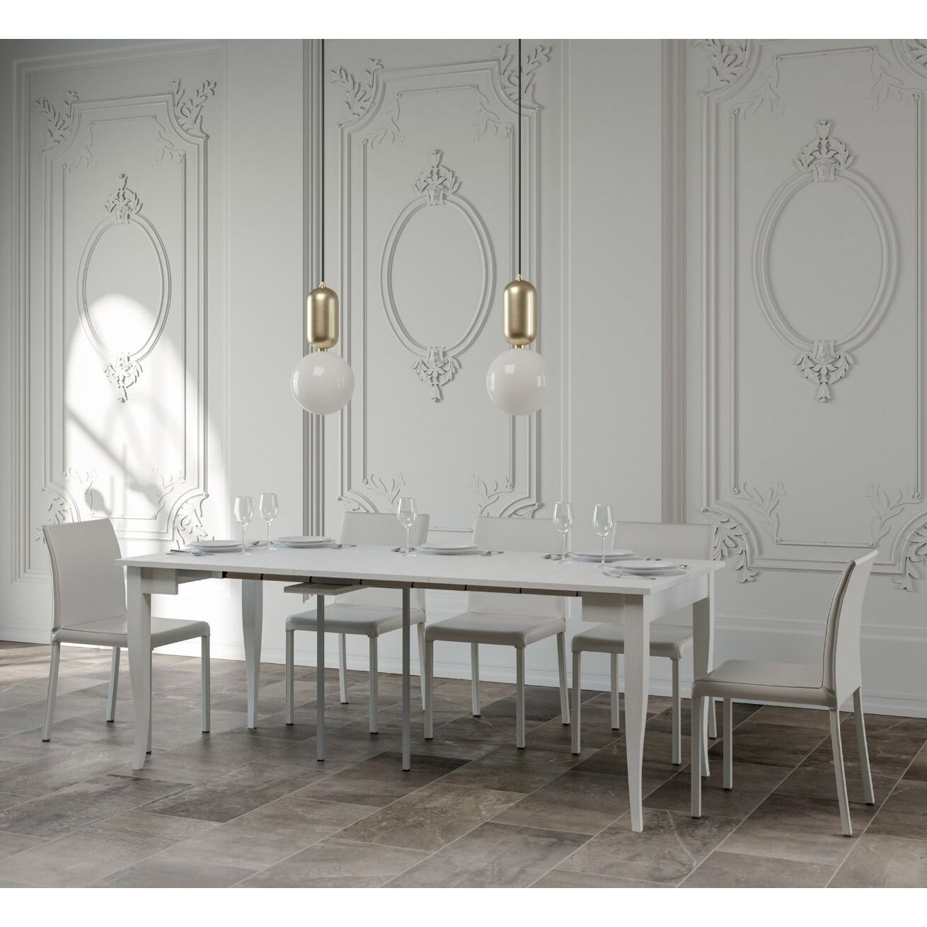 Console extensible 90x48/308 cm Sciabola Frêne Blanc