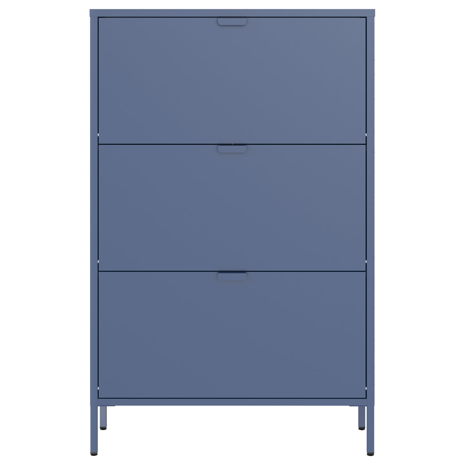 Meuble à chaussures 3 portes en métal bleu gris MARION