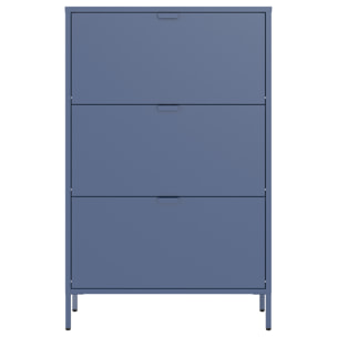 Meuble à chaussures 3 portes en métal bleu gris MARION