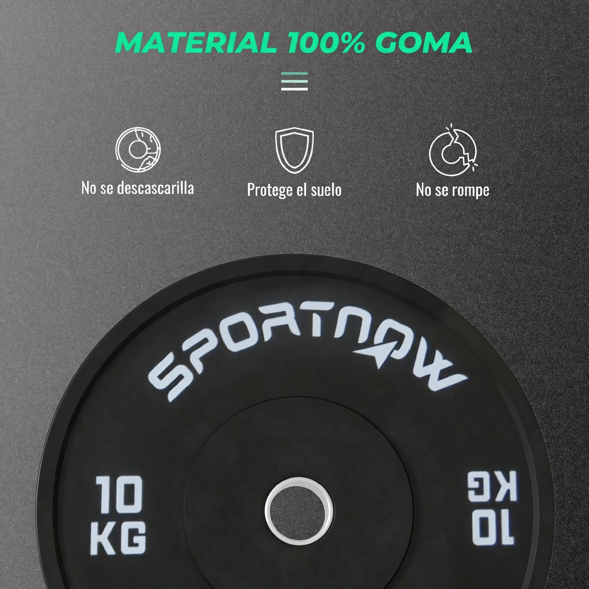 SPORTNOW Discos Pesas Olímpicos 2x10 kg, Agujero Ø50 mm, de Goma, 2 Placas de Pesas para Barras y Mancuernas, para Entrenamientos en Casa y Gimnasio, Negro