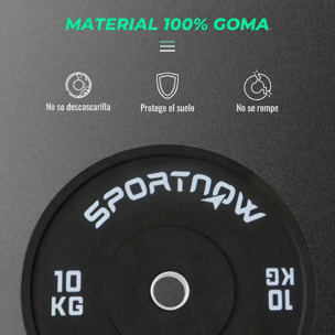 SPORTNOW Discos Pesas Olímpicos 2x10 kg, Agujero Ø50 mm, de Goma, 2 Placas de Pesas para Barras y Mancuernas, para Entrenamientos en Casa y Gimnasio, Negro