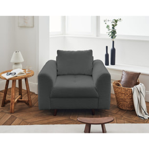 Rune - fauteuil - en tissu bouclette - Gris