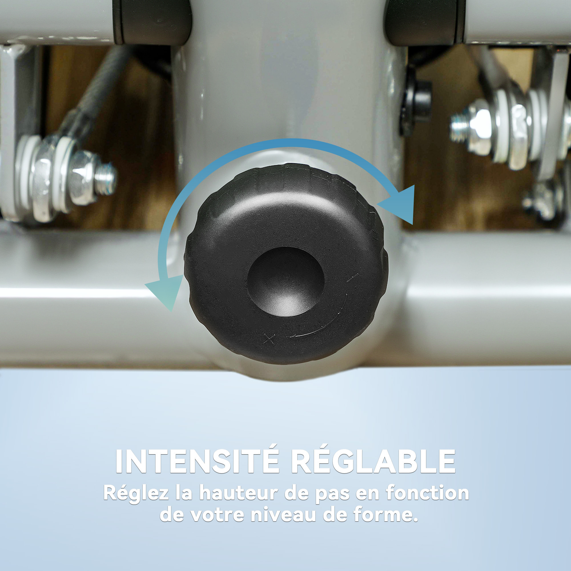 Mini stepper Fitness réglable 2 bandes de résistance incluses écran LCD multifonction gris