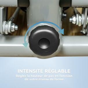 Mini stepper Fitness réglable 2 bandes de résistance incluses écran LCD multifonction gris
