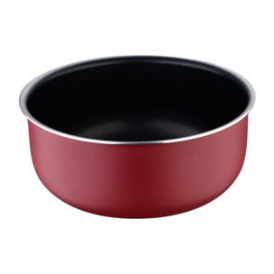 juego de 3 cazos ø16ø18ø20cm aluminio prensado rojo + mango extraíble