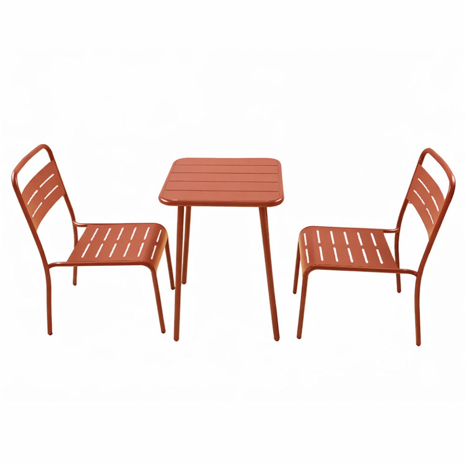 Ensemble table de jardin carrée 50cm et 2 chaises terracotta EVORA