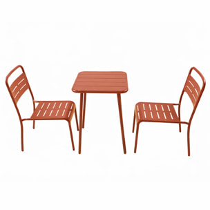 Ensemble table de jardin carrée 50cm et 2 chaises terracotta EVORA