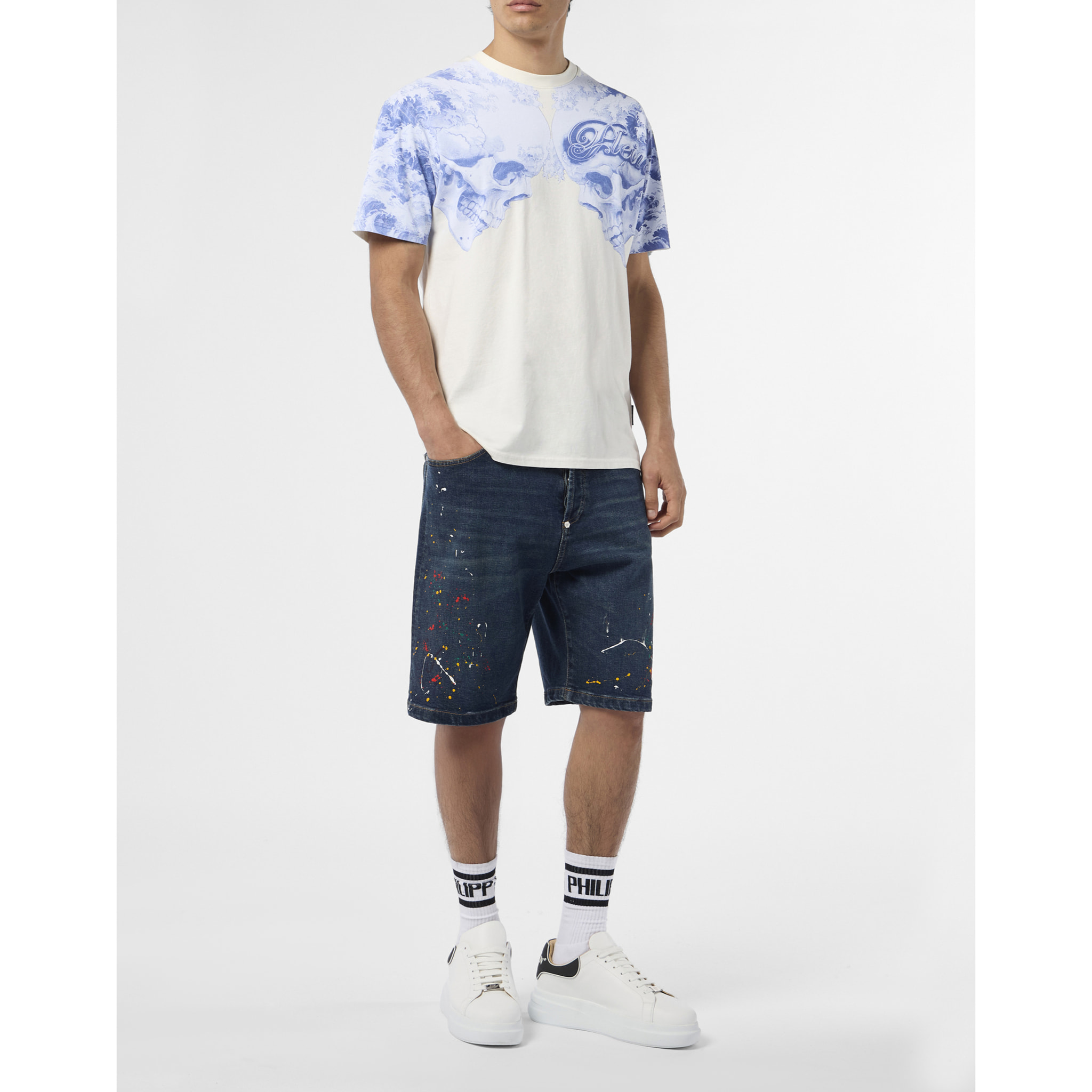 PHILIPP PLEIN Round Neck T-Shirt Ceramic Skulls