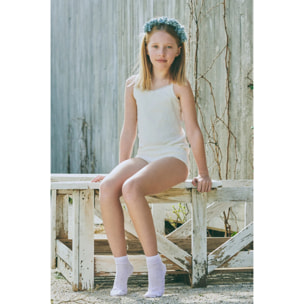 Completo t-shirt e mutandine bianche traforate per bambine
