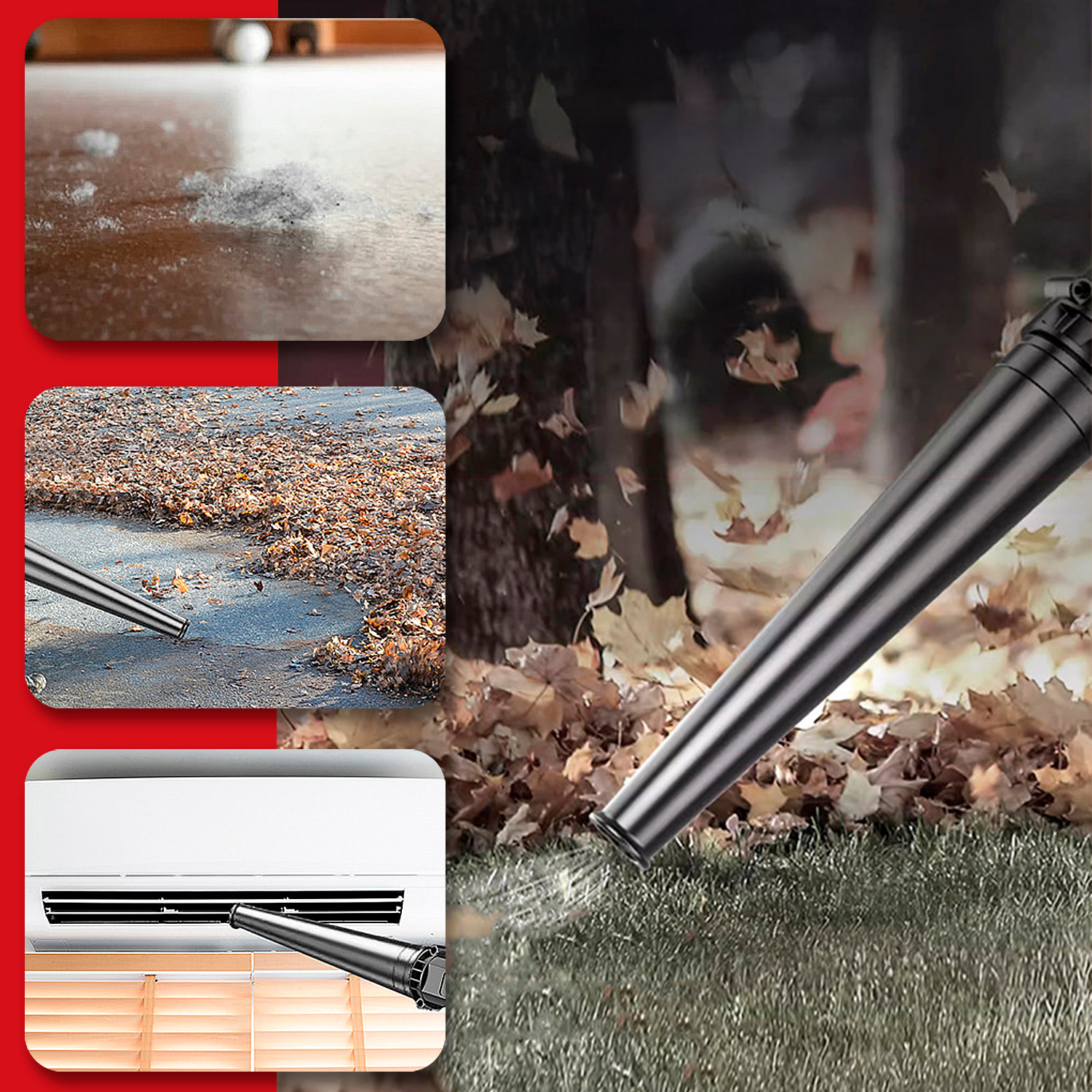 Soplador industrial DOBLE BATERIA de iones de litio 6500mAh, 4,5kpa, 1.6 m/m y 2000rpm.