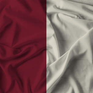 COMPLETO LETTO NATURAL COLOR, 100% Cotone, Made in Italy - BORDEAUX/PANNA