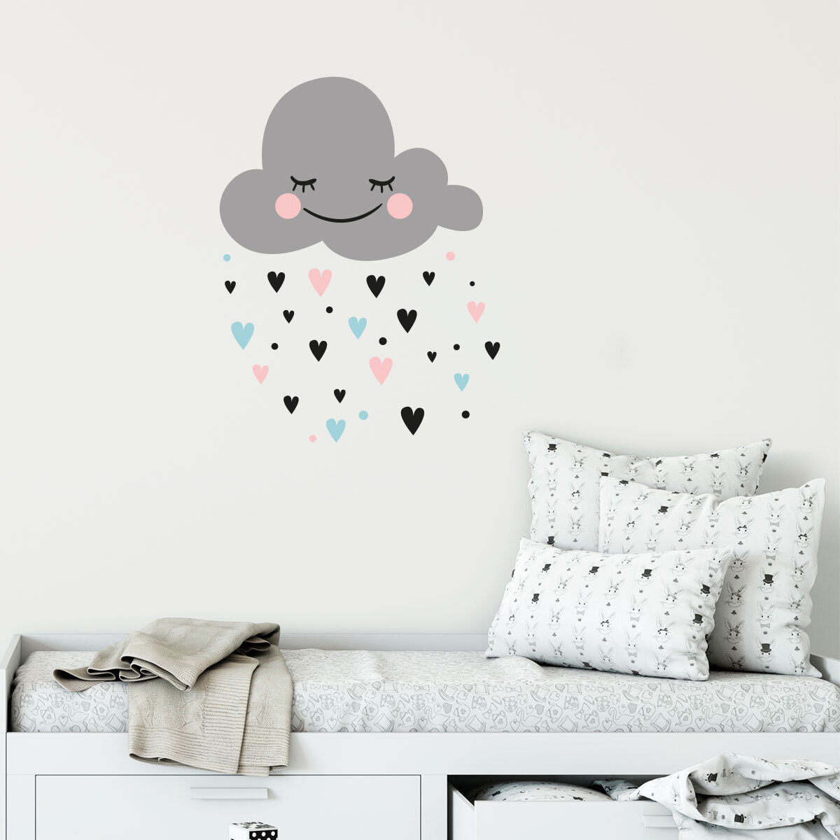 Stickers muraux | Sticker Mural Autocollant - NUAGE D'AMOUR SCANDINAVE - adhésifs fond transparent