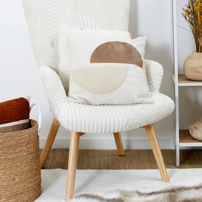 Coussin Taupe Irise Et Beige Bouclette 40x40cm