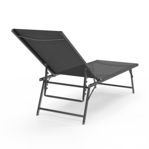 Transats inclinables Malaga 4 positions gris - lot de 2