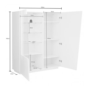 Vetrina Ask, Credenza con anta a vetro, Mobile da soggiorno multiuso con luce LED, 100% Made in Italy, cm 120x43h146, Ardesia