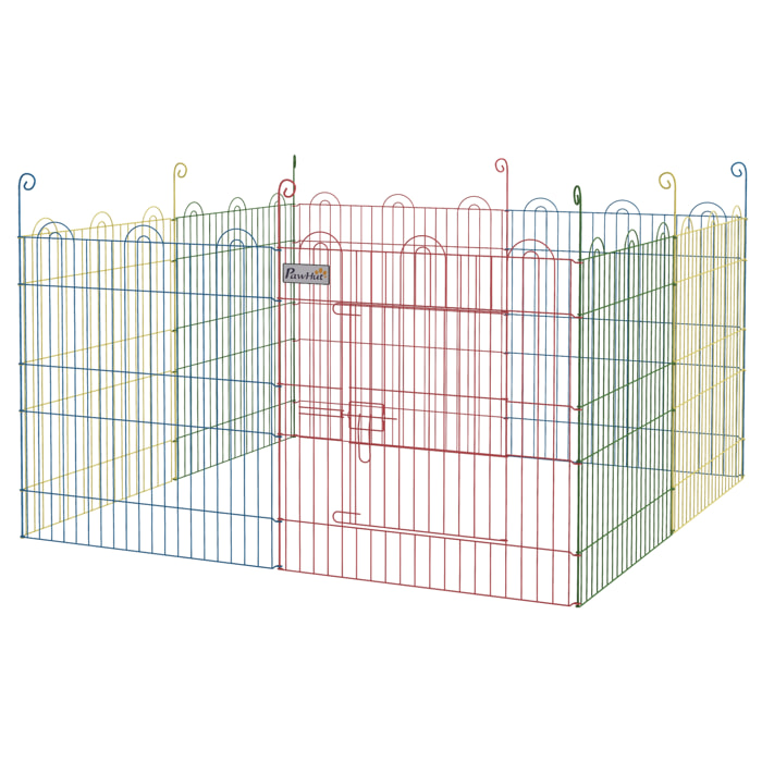 Parc enclos modulable pour chien animaux porte verrouillable 8 panneaux dim. panneau 58L x 60H cm métal multicolore