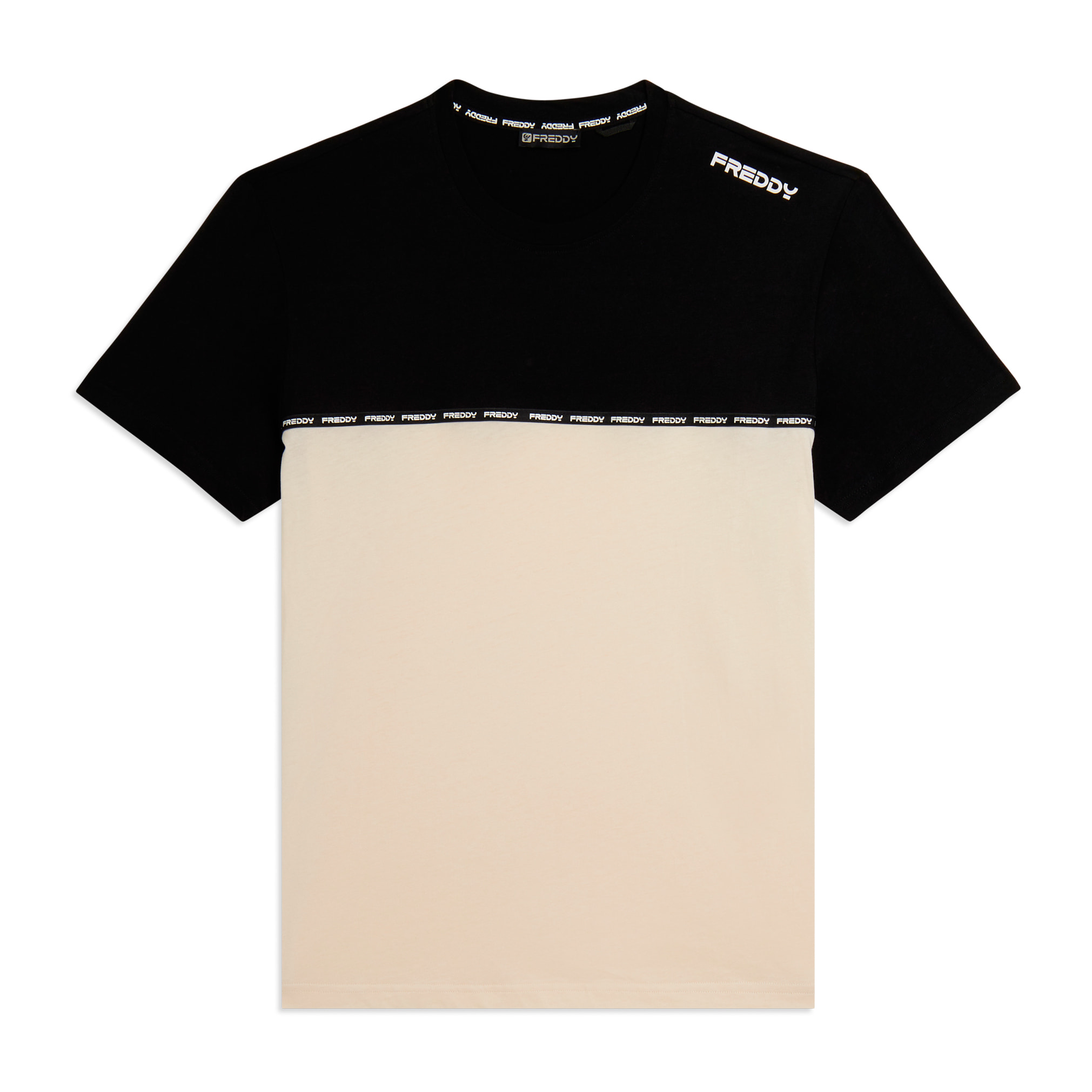 T-shirt colour block con inserto logato