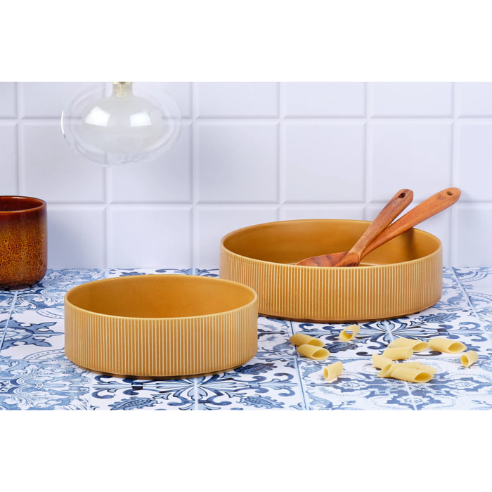 Saladier SCANDI Ø21,5cm et Ø27,5cm - 2 pièces - Ocre