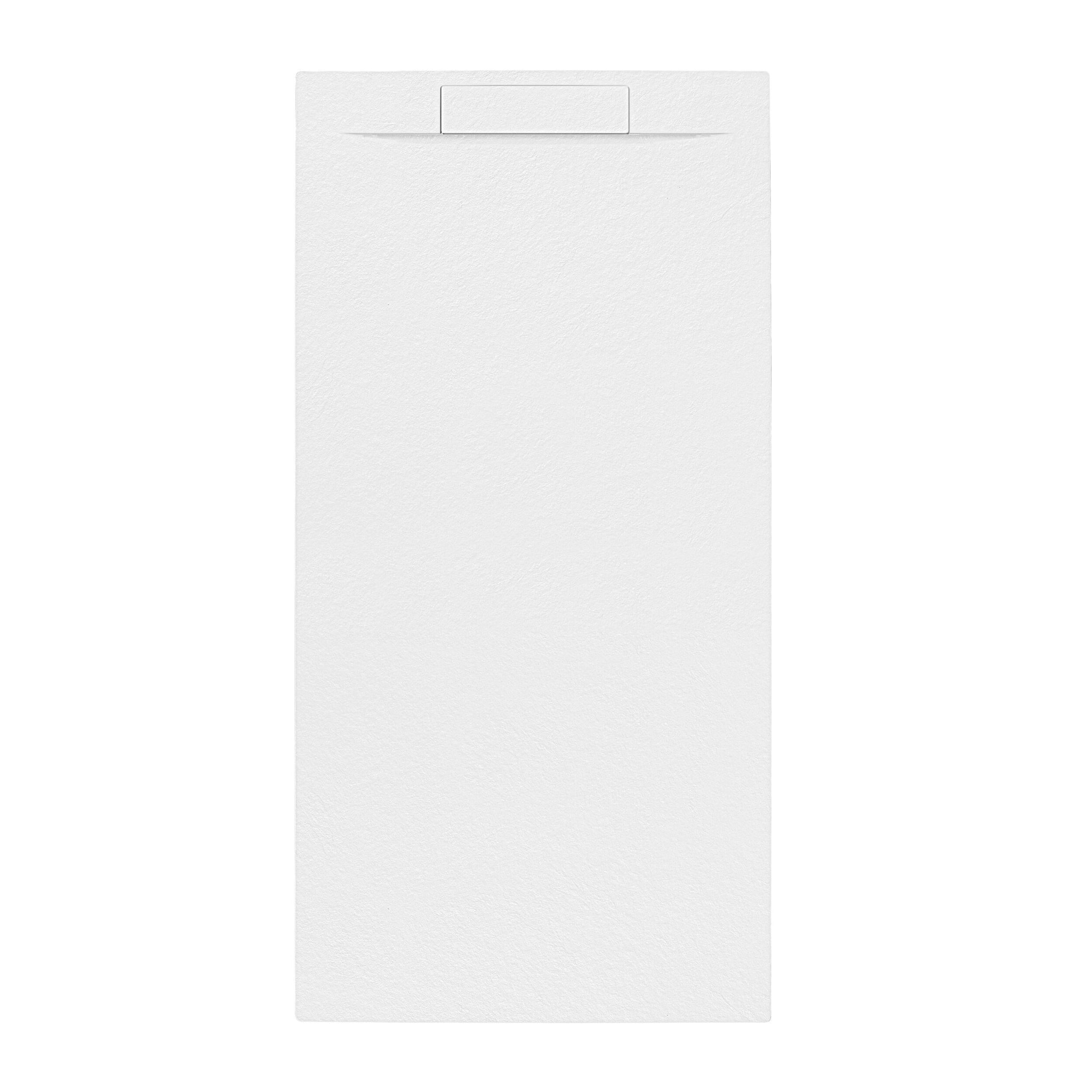 Receveur 160x80x3cm Extra-plat en Polybéton Blanc Mat Effet Pierre - Redécoupable - LIANA