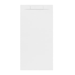 Receveur 160x80x3cm Extra-plat en Polybéton Blanc Mat Effet Pierre - Redécoupable - LIANA