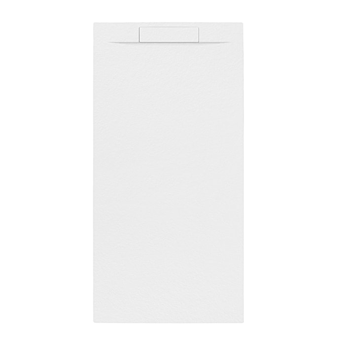 Receveur 160x80x3cm Extra-plat en Polybéton Blanc Mat Effet Pierre - Redécoupable - LIANA