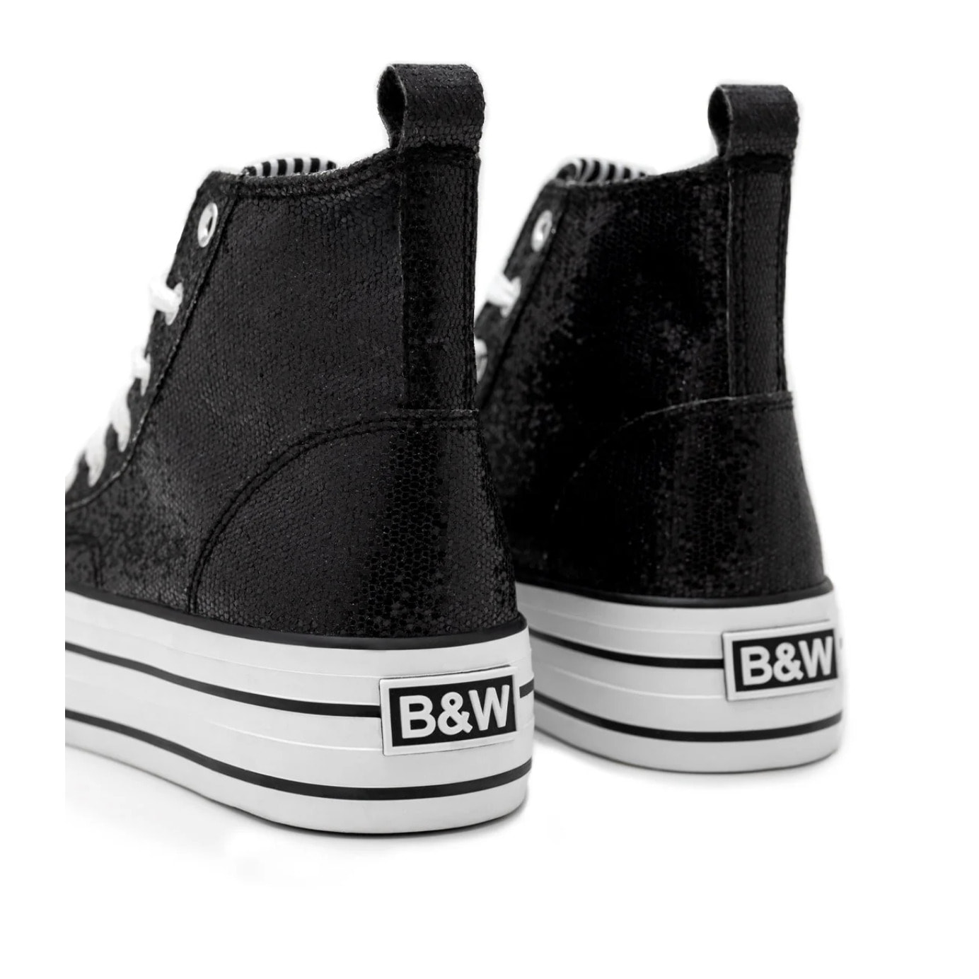 Zapatillas Altas de Glitter con Plataforma Negro B&W