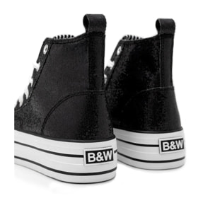 Zapatillas Altas de Glitter con Plataforma Negro B&W