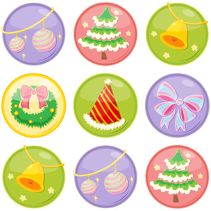 Sticker Boules décoratives de Noël - Autocollants stickers adhésifs noël - décoration fêtes