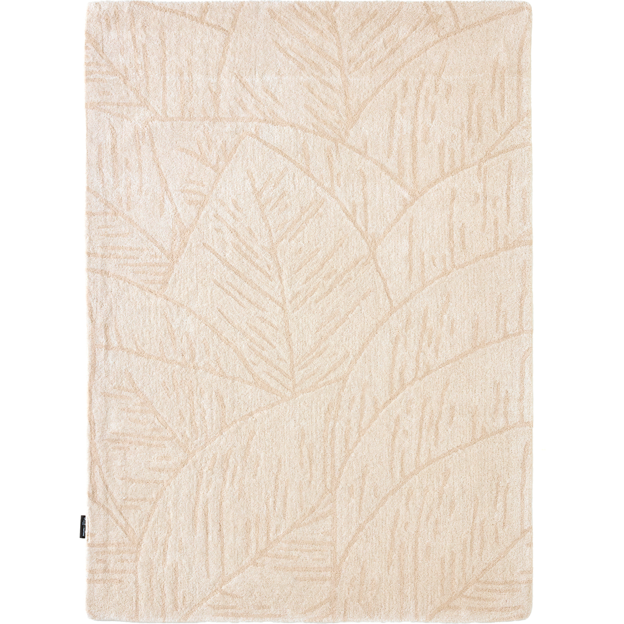 PANTONE - Tapis en laine fait main CEDRE BLANC à motif feuille crème