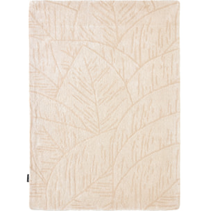 PANTONE - Tapis en laine fait main CEDRE BLANC à motif feuille crème