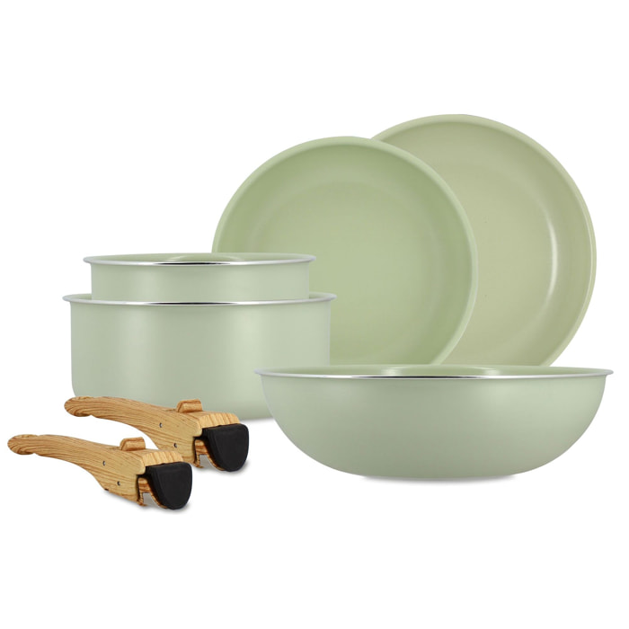 Batterie de cuisine 7 pièce amovible en aluminium celadon - tous feux CELADON